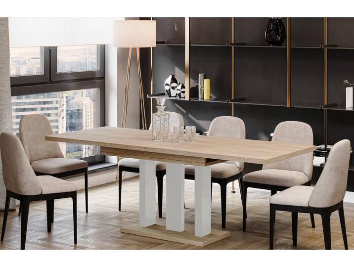 Endo-Moebel Säulen-Esstisch \ Appia White\ 130-210cm ausziehbar erweiterbar, Für bis zu 8 Personen, Weiße Beine, Eiche Cremona Endo-Moebel Säulen-Esstisch \ Appia White\ 130-210cm ausziehbar erweiterbar, Für bis zu 8 Personen, Weiße Beine, Eiche Cremona von OTTO