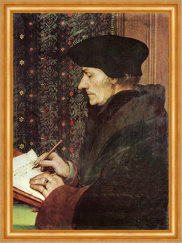 Kunstdruck Bildnis des Erasmus Hans Holbein Gelehrter Teppich Porträt H A3 0498 G, (1 St) von OTTO