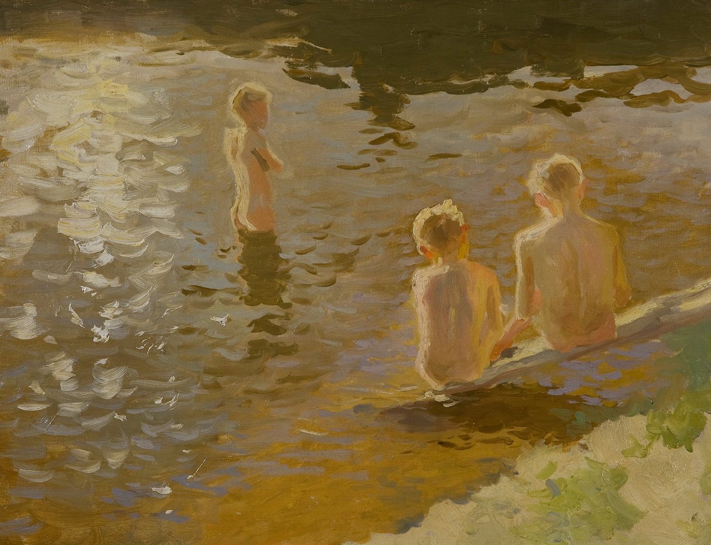 Kunstdruck Boys Bathing Johans Valters Jungen Kinder Baden See Nackt Ufer Teich B, (1 St) von OTTO