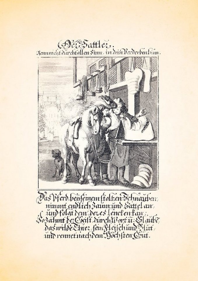 Kunstdruck Der Sattler Sattlerei Sättel Sattel Kupferstich Christoph Weigel Beruf, (1 St) von OTTO