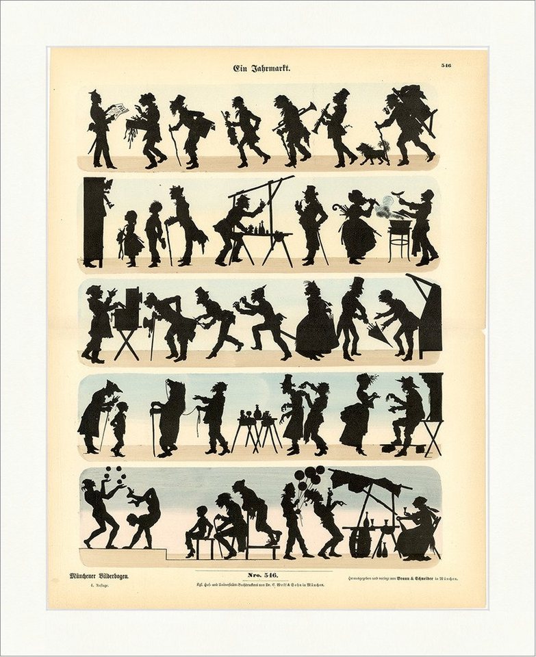Kunstdruck Ein Jahrmarkt Schattenspiel Musikanten Wurst Faksimile Münchener Bilde, (1 St) von OTTO