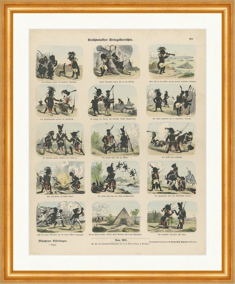 Kunstdruck Krähwinkler Kriegsberichte Uniform Soldaten Münchener Bilderbogen 261, (1 St) von OTTO