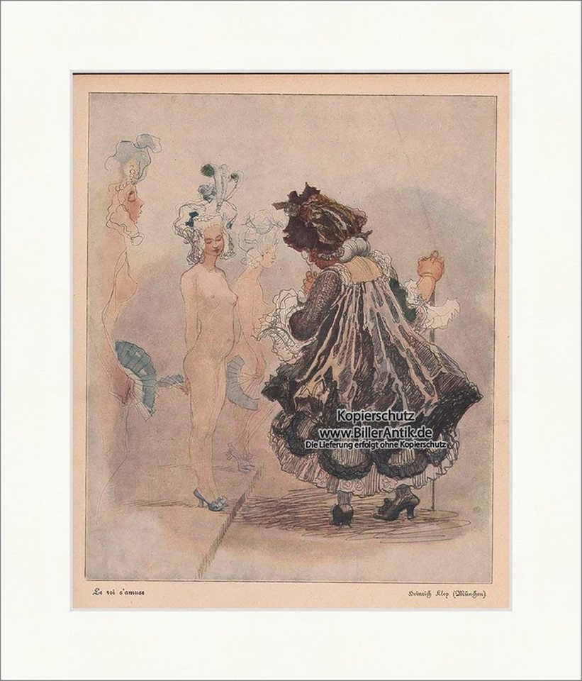 Kunstdruck Le roi s amuse Jugendstil Heinrich Kley München Fächer König Nackte Ju, (1 St) von OTTO