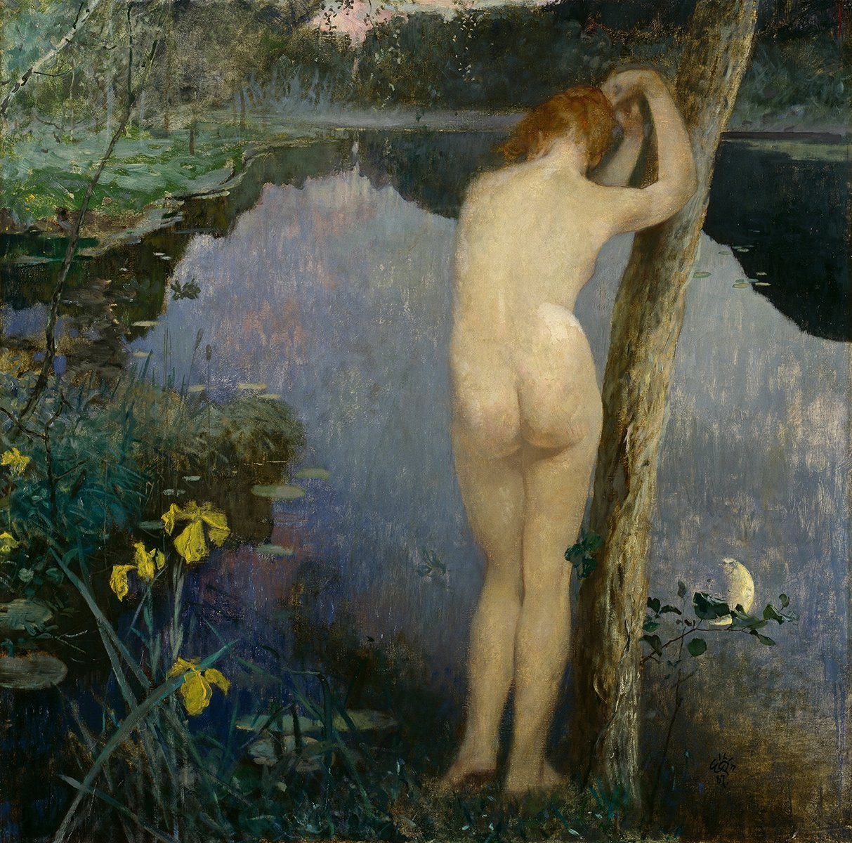 Kunstdruck Nocturne Eilif Peterssen Nackte Frauen Waldsee Teich Baden Bäume B A3, (1 St) von OTTO