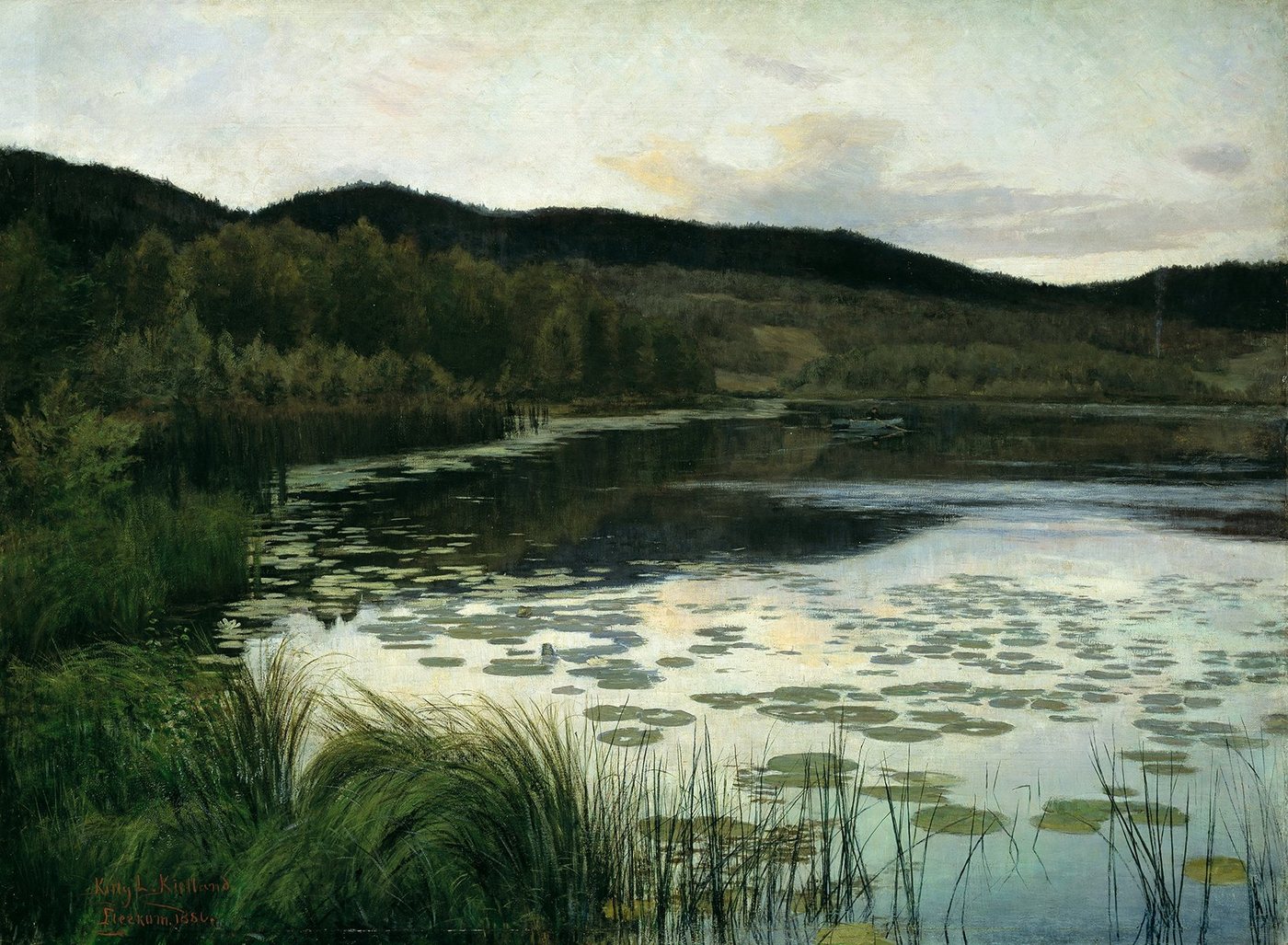 Kunstdruck Summer Night Kitty Lange Kielland Teich Natur Wald Schilf Abend See B, (1 St) von OTTO