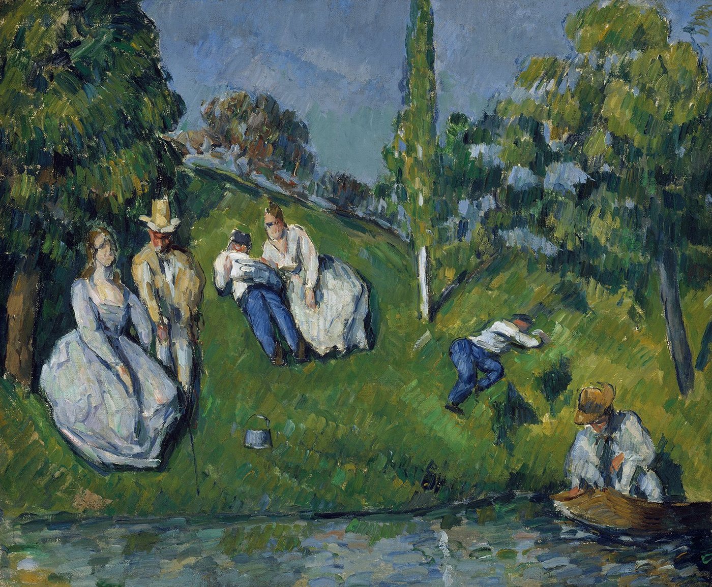 Kunstdruck The Pond Paul Cezanne Garten Kinder Spiele See Teich Hügel Bäume B A3, (1 St) von OTTO