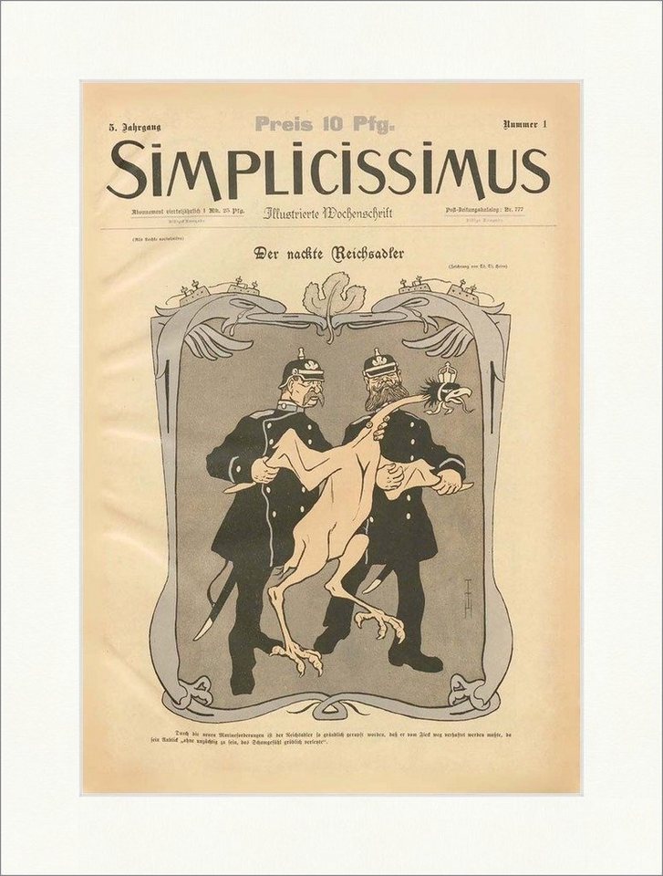 Kunstdruck Titelseite der Nummer 1 von 1900 Bruno Paul Reichsadler Simplicissimus, (1 St) von OTTO
