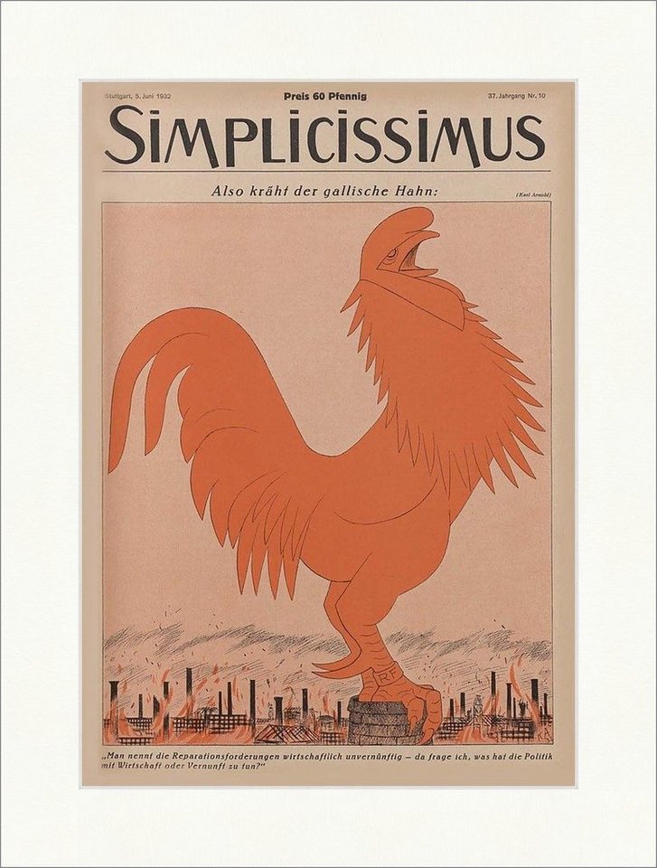 Kunstdruck Titelseite der Nummer 10 von 1932 Karl Arnold der Hahn Simplicissimus, (1 St) von OTTO