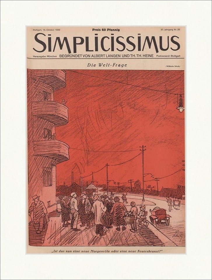 Kunstdruck Titelseite der Nummer 29 von 1932 Wilhelm Schulz Weltfrage Simplicissi, (1 St) von OTTO
