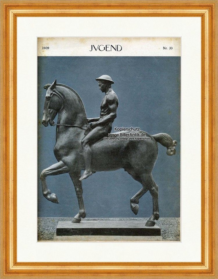 Kunstdruck Titelseite der Nummer 33 von 1909 Hermann Hahn Reiterplatik Jugend 370, (1 St) von OTTO