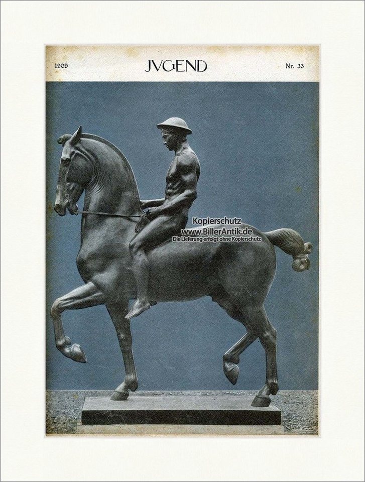 Kunstdruck Titelseite der Nummer 33 von 1909 Hermann Hahn Reiterplatik Pferd Juge, (1 St) von OTTO