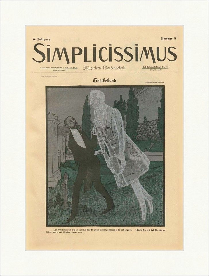 Kunstdruck Titelseite der Nummer 8 von 1900 Thomas Theodor Heine Goethe Simplicis, (1 St) von OTTO