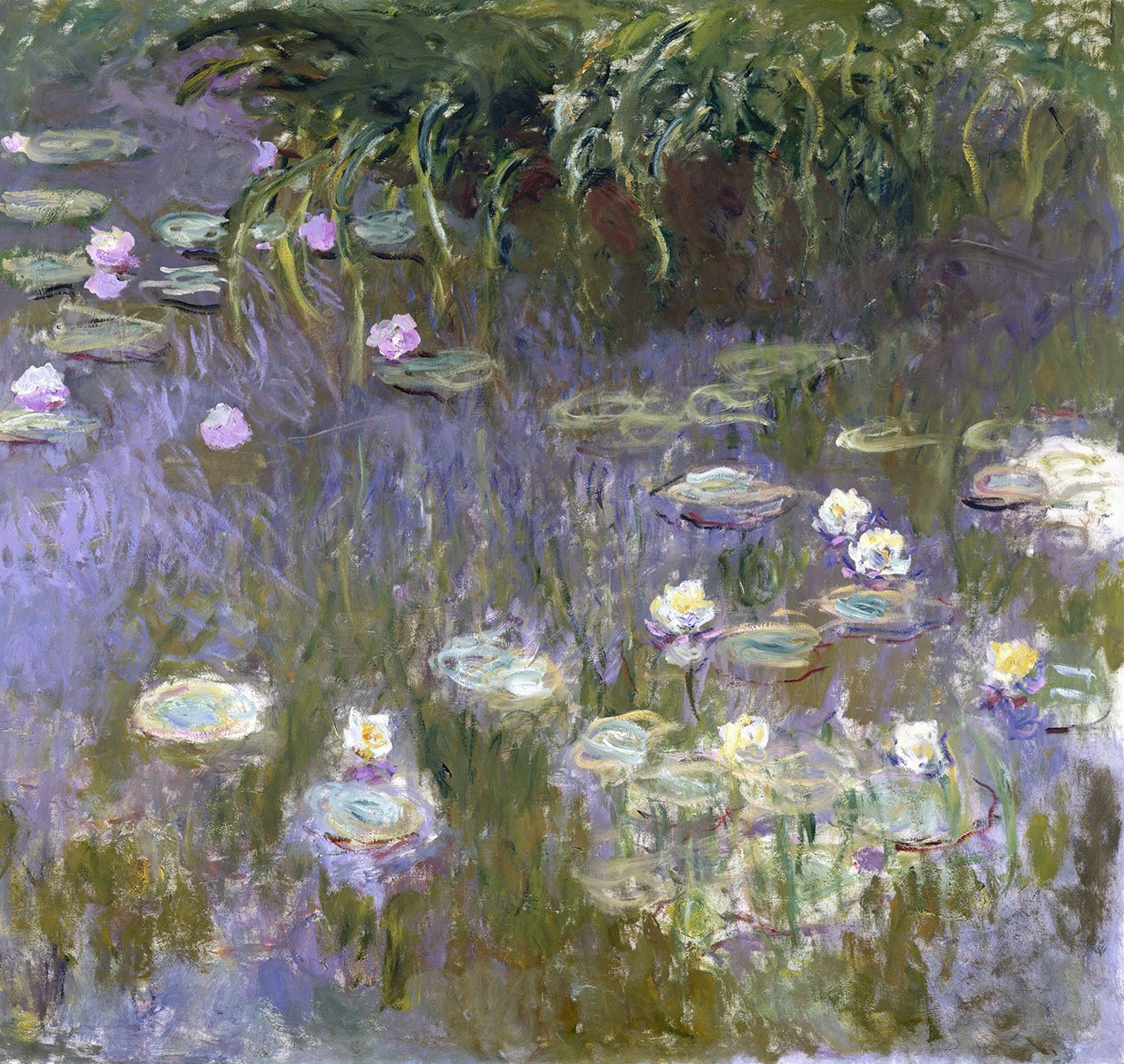 Kunstdruck Water Lilies Claude Monet Wasserlilien Blüten Lila Pflanzen Teich B A3, (1 St) von OTTO