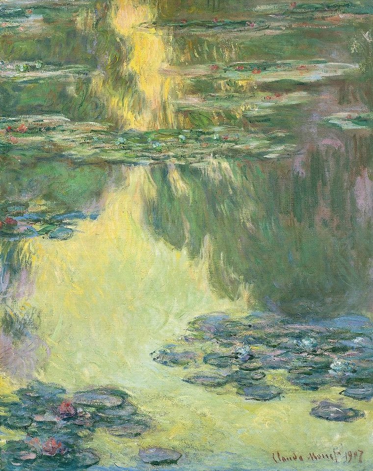 Kunstdruck Waterlilies Claude Monet Wasserlilien Pflanzen Sonne Teich Blüten B A3, (1 St) von OTTO