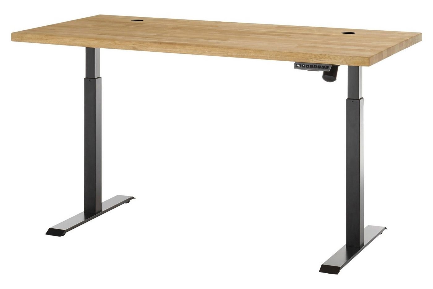 Schreibtisch TOULOUSE, Braun, Eichenholz, Schwarz, Metallgestell, B 160 cm x H 72 cm, elektrisch höhenverstellbar von OTTO