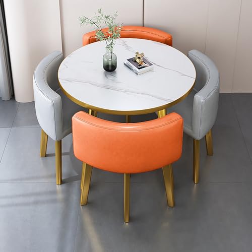 OUBBDVRT 5-teilige runde Esstisch und Stuhlset, Küchenfrühstücksbarmöbel, beinhaltet 1 runde Konferenztisch und 4 Stühle, ideal für Küchen-/Esszimmer, 80x75 cm/31.5x29.5in OUBBDVRT 5-teilige runde Esstisch und Stuhlset, Küchenfrühstücksbarmöbel, beinhaltet 1 runde Konferenztisch und 4 Stühle, ideal für Küchen-/Esszimmer, 80x75 cm/31.5x29.5in von OUBBDVRT