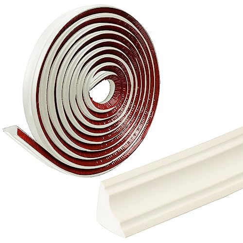 Flexible Deckenleisten Selbstklebend Caulk Strip,Dichtungs- und Zierleisten für Decken und Wandübergang,Schälen und aufkleben Faltbarer Kantenschutz,Möbelkantenband (Weiß, 2M) von OUGPIU