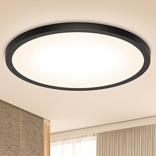 Led Deckenleuchte Flach Led Deckenlampe, Ø30CM 24W 3000K 2400LM IP44 Wasserdicht Warmweiss Badezimmer Schwarz Modern Rund Led Lampe Decke für Küchen Wohnzimmer Schlafzimmer Kinderzimmer Flur Keller Led Deckenleuchte Flach Led Deckenlampe, Ø30CM 24W 3000K 2400LM IP44 Wasserdicht Warmweiss Badezimmer Schwarz Modern Rund Led Lampe Decke für Küchen Wohnzimmer Schlafzimmer Kinderzimmer Flur Keller von OUILA