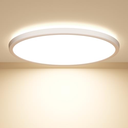 OUILA LED Deckenleuchte Flach Rund - Ø22CM Deckenlampe LED 18W 1600LM 4000K Neutralweiß IP44 Wasserdicht Badezimmer Lampe, Badlampe Decke für Bad Küche Flur Schlafzimmer Keller von OUILA