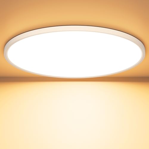 OUILA LED Deckenleuchte Flach Rund - Ø40CM Deckenlampe LED 36W 3000K 3600LM IP44 Wasserdichte Badezimmer lampe, Küchenlampe Deckenleuchte Warmweiß für Küche Bad Schlafzimmer Flur Keller OUILA LED Deckenleuchte Flach Rund - Ø40CM Deckenlampe LED 36W 3000K 3600LM IP44 Wasserdichte Badezimmer lampe, Küchenlampe Deckenleuchte Warmweiß für Küche Bad Schlafzimmer Flur Keller von OUILA