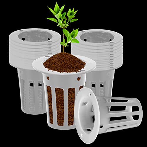 Hydroponics Pot, Hydroponic Aeroponic Pot, 100Pcs Gewächshaus Hydroponics Mesh Pot Soilless Kultivierungspflanze Blumenzuchtkorb(Weiß) von OUKENS