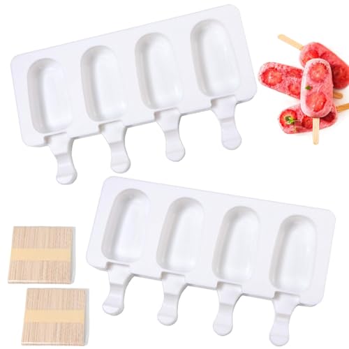 2pcs Eisformen Silikon,Silikon Eis am Stiel Formen,Eis am Stiel Formen,mit 100 Eiscreme-Sticks,DIY-Eisformen,Eiscreme Form,Eis Selber Machen Formen,Eislutscher Formt Silikonform von OUOQI