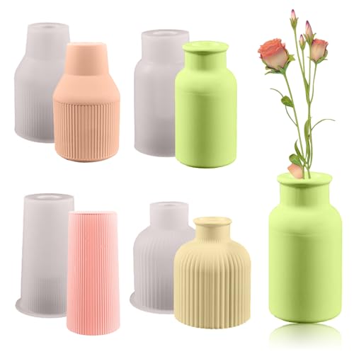 Vase Silikonform,4 Stück Epoxidharz Formen Moulds,DIY Vases Resin Formen,Blumenvase Silikonformen,Epoxidharz Formen Vase,DIY Vases Resin Moulds,Epoxidharz Formen Vase,für DIY Blumentopf Formen von OUOQI