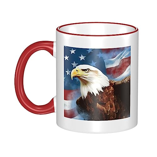 OUSIKA Amerikanischer Adler Druck Kaffeetassen 11oz Keramik Kaffee Oder Tee Tasse Heiße Kakao Tassen Für Tee Cappuccino von OUSIKA