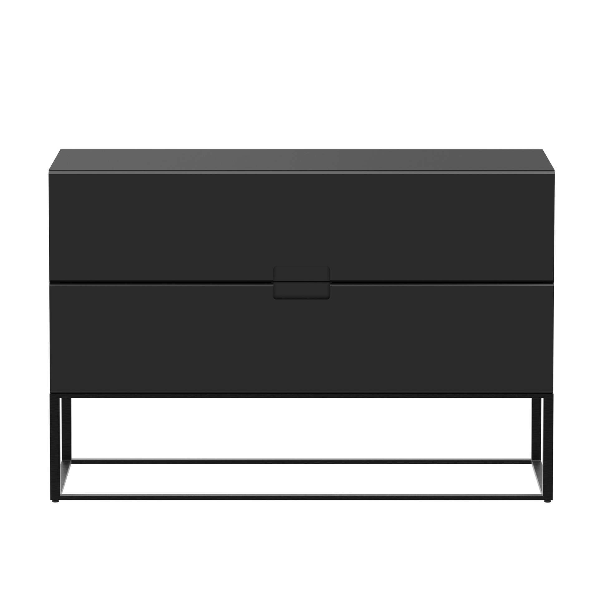 OUT OBJEKTE UNSERER TAGE - Fischer Design 04 Sideboard 90x38x58,5cm - schwarz/MDF lackiert/mit 2 Schubladen/Gestell Stahl schwarz pulverbeschichtet von OUT OBJEKTE UNSERER TAGE