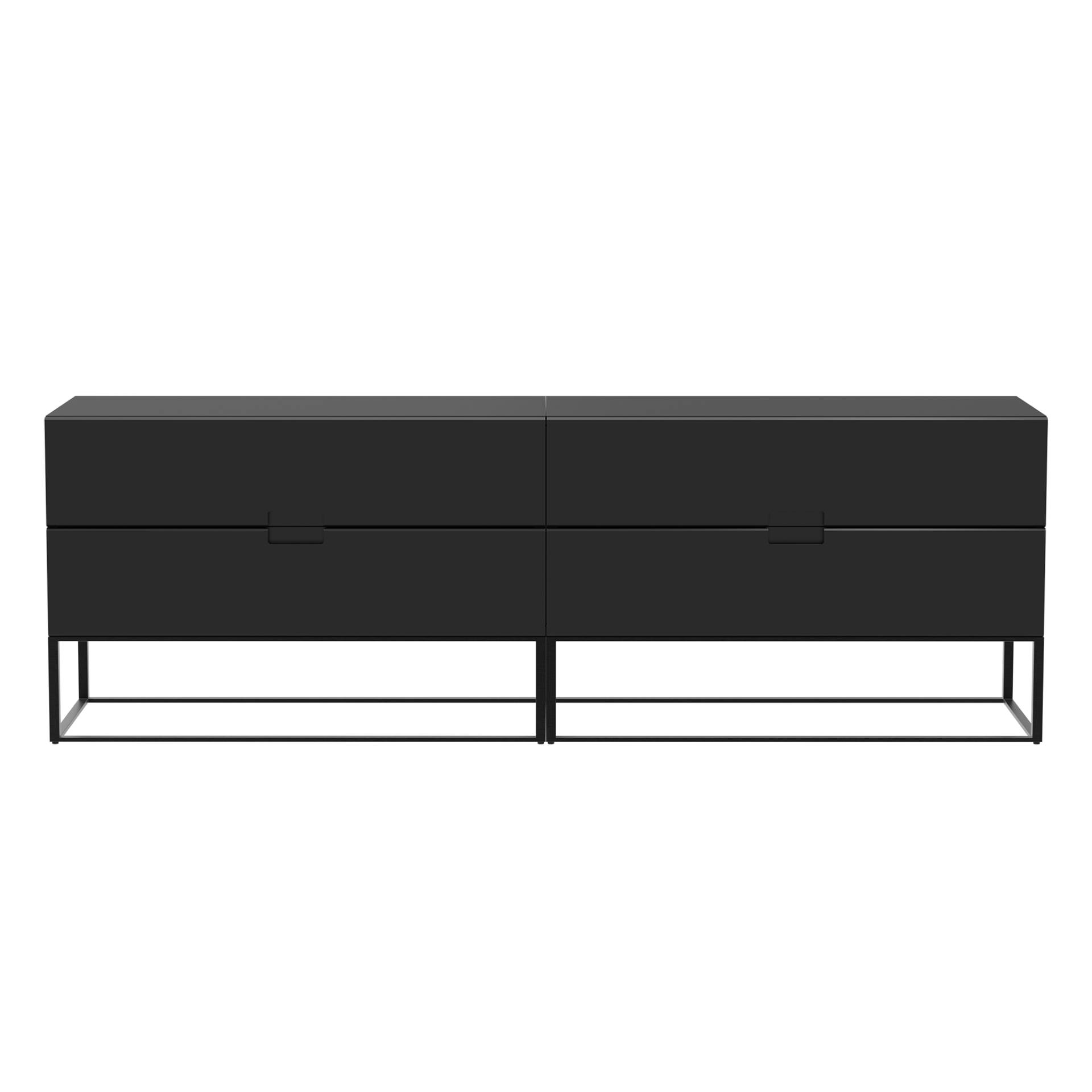 OUT OBJEKTE UNSERER TAGE - Fischer Design 06 Sideboard 180x38x58,5cm - schwarz/MDF lackiert/mit 4 Schubladen/Gestell Stahl schwarz pulverbeschichtet von OUT OBJEKTE UNSERER TAGE