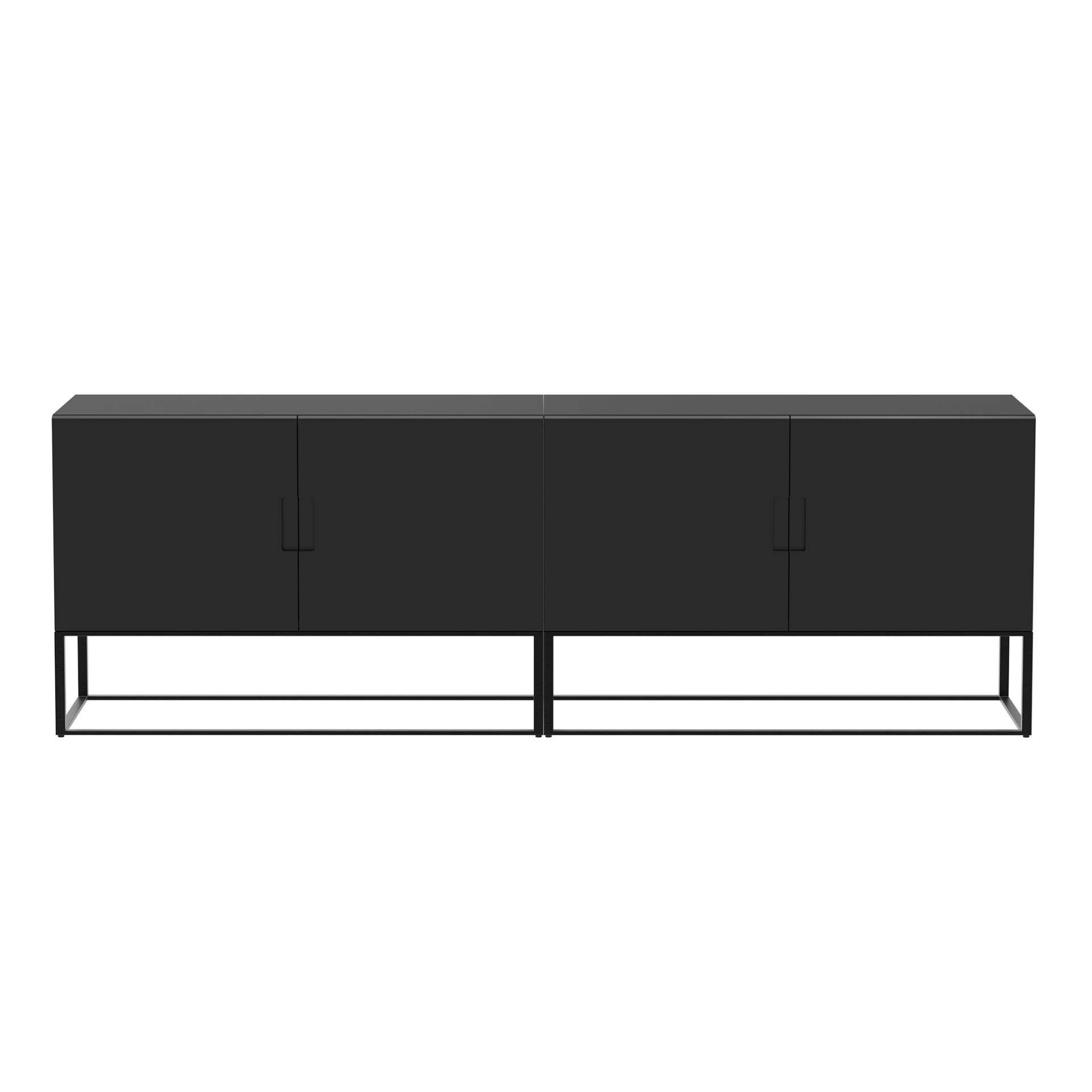 OUT OBJEKTE UNSERER TAGE - Fischer Design 07 Sideboard 180x38x58,5cm - schwarz/MDF lackiert/2x Fach mit 2 Türen ohne Einlegeböden/Gestell Stahl schwar von OUT OBJEKTE UNSERER TAGE