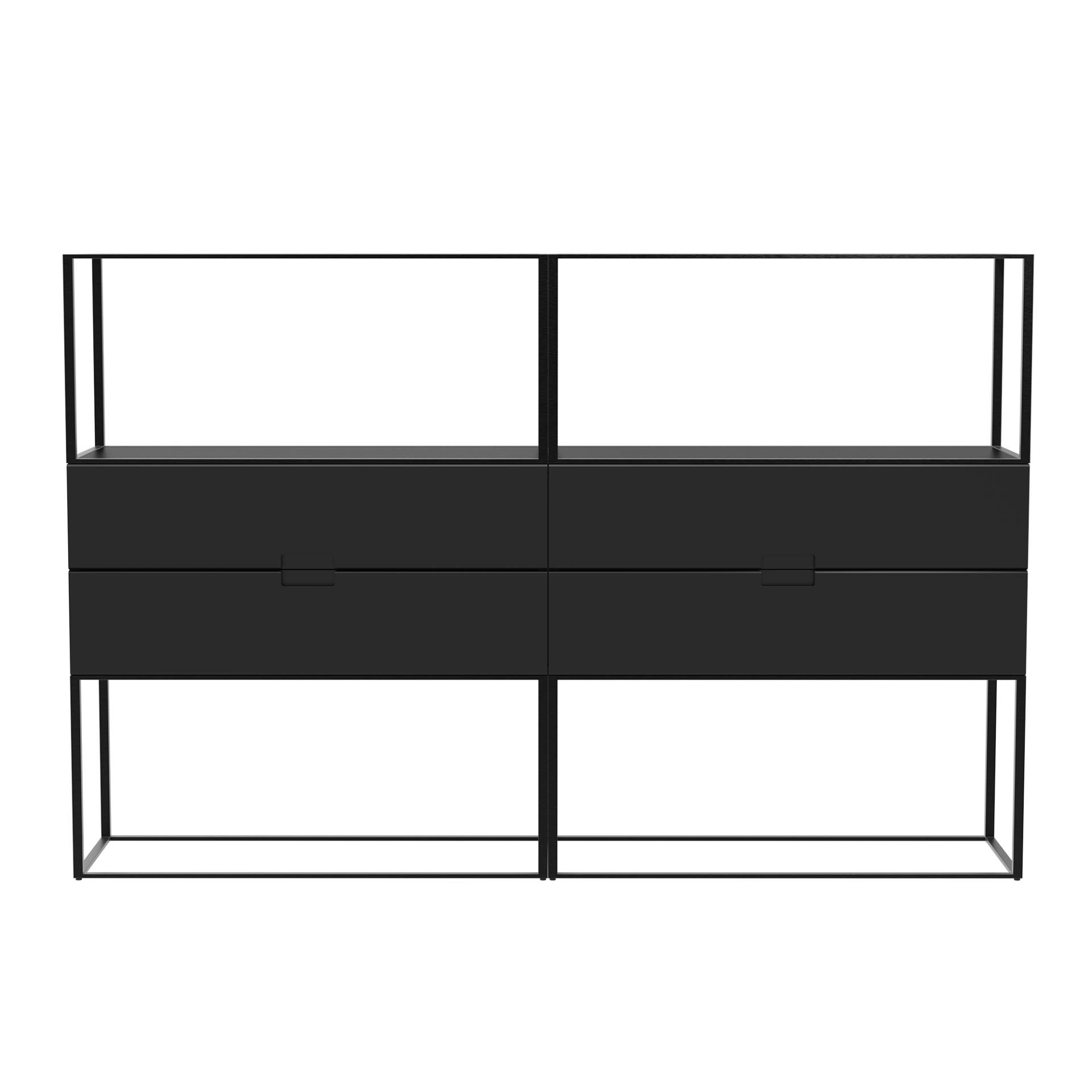 OUT OBJEKTE UNSERER TAGE - Fischer Design 11 Highboard 180x38x116cm - schwarz/MDF lackiert/mit 4 Schubladen/Gestell Stahl schwarz pulverbeschichtet von OUT OBJEKTE UNSERER TAGE