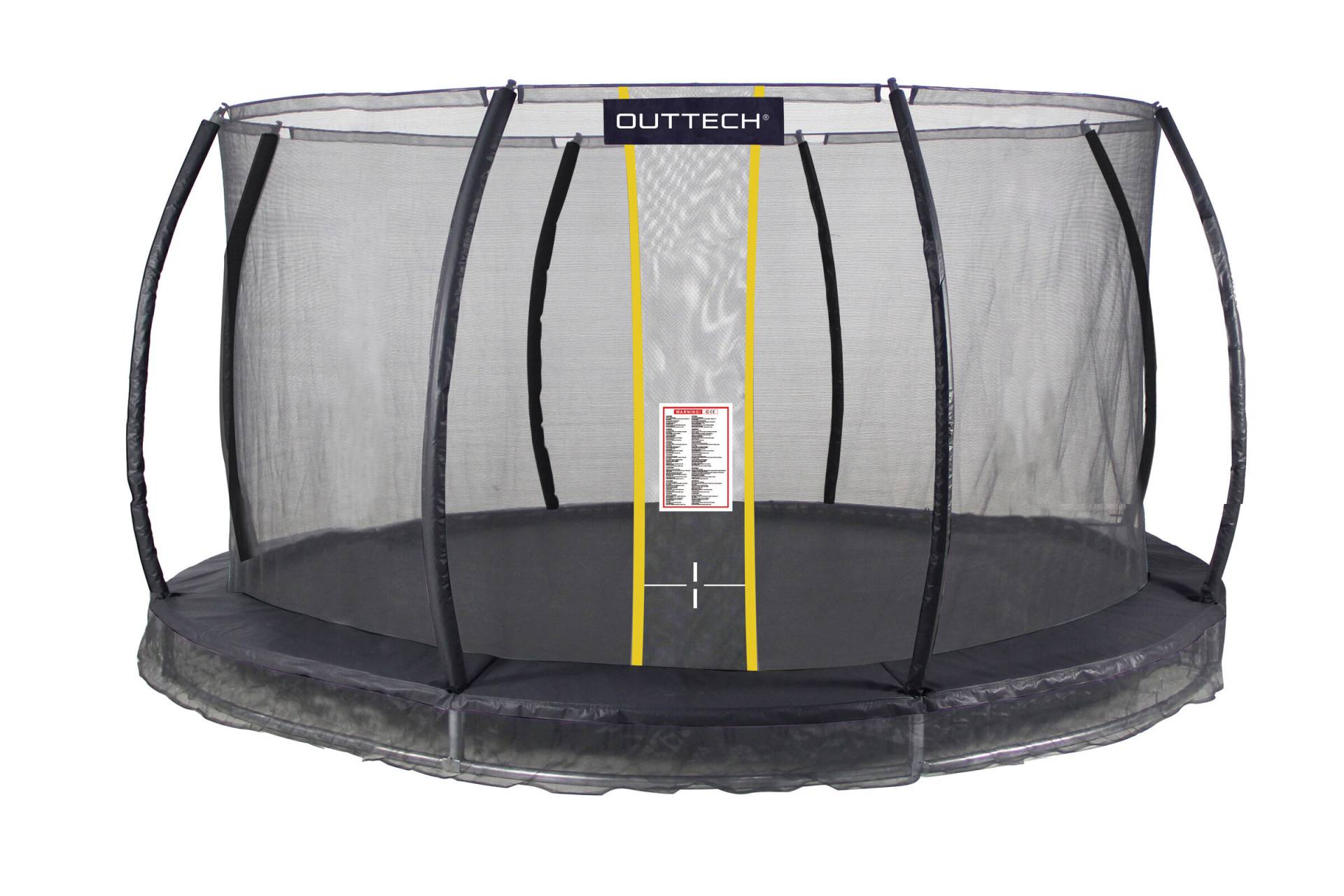 OUTTECH Trampolin, schwarz, Stahl, Ø396 cm, mit Sicherheitsnetz, im Boden einlassbar von OUTTECH