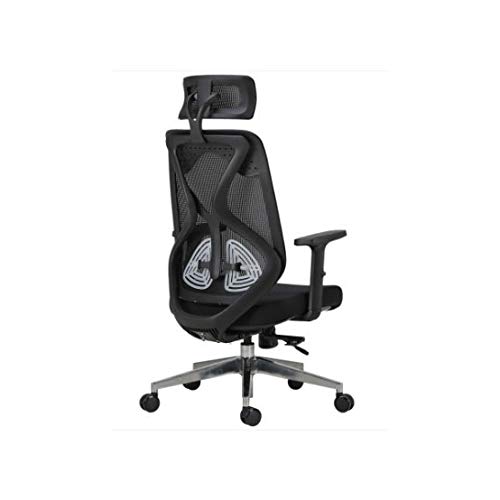 Bequemer Bürostuhl mit Rückenlehne, ergonomischer Drehstuhl, Bürostuhl mit Kopfstütze, verstellbare Armlehnen (schwarz) von OUZBEM