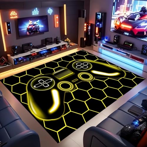 OUZUIU Neon-Controller rutschfest Bodenmatte 100x120cm 3D-optischer Gaming-Teppich Moderne Coole Spielzimmerdekoration Waschbar Jugendmatte für Schlafzimmer, Wohnzimmer Waschbare Innendecke OUZUIU Neon-Controller rutschfest Bodenmatte 100x120cm 3D-optischer Gaming-Teppich Moderne Coole Spielzimmerdekoration Waschbar Jugendmatte für Schlafzimmer, Wohnzimmer Waschbare Innendecke von OUZUIU