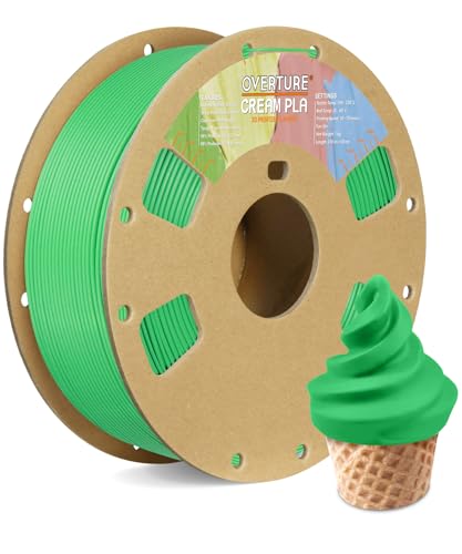 OVERTURE Creme PLA Filament, Pappspule, Premium PLA 1kg (2.2lbs), Maßgenauigkeit 99% Wahrscheinlichkeit +/- 0.03mm, Fit die meisten FDM Drucker (Creme Grün) von OVERTURE