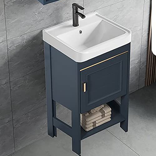 Badezimmer unterschrank waschbecken,waschbecken mit unterschrank,Badmöbel Waschbecken, Badezimmer Badmöbel Set,Waschtisch für Badezimmer, einteiliges Waschbecken,waschtisch stehend ( Color : DARK BIUE von OVOPAN