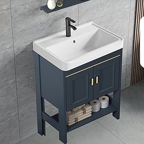 Badezimmer unterschrank waschbecken,waschbecken mit unterschrank,Badmöbel Waschbecken, Badezimmer Badmöbel Set,Waschtisch für Badezimmer, einteiliges Waschbecken,waschtisch stehend ( Color : DARK BIUE von OVOPAN