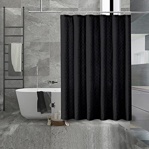 OWENIE Schwarzer Duschvorhang, 3D-geprägte Duschvorhänge für Badezimmer, Behandlung, moderne Heim-Badezimmer-Dekorationen, elegantes, weiches und leichtes Polyestergewebe, Standard 72 x 78 cm von OWENIE