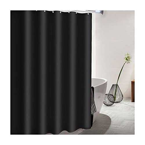 OWIEN Duschvorhang, Polyester, mit Haken, Raffhaltern und rostfreien Metallösen, maschinenwaschbar, 199,9 x 199,9 cm, Schwarz OWIEN Duschvorhang, Polyester, mit Haken, Raffhaltern und rostfreien Metallösen, maschinenwaschbar, 199,9 x 199,9 cm, Schwarz von OWIEN