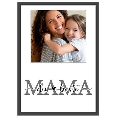 OWLBOOK® Muttertagsgeschenk Bild | Personalisierte Geschenke für Frauen | Fotogeschenke Geschenke zum Muttertag | Muttertagsgeschenke für Mama | Die beste Mama grau | Papier von OWLBOOK