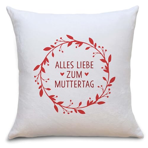 OWLBOOK® Muttertagsgeschenk Kissen Geschenke für Mama zum Muttertag | Geburtstagsgeschenk für Mama Geschenk Geburtstag Polster | Alles Liebe zum Muttertag rot | Flauschig 40x40 von OWLBOOK