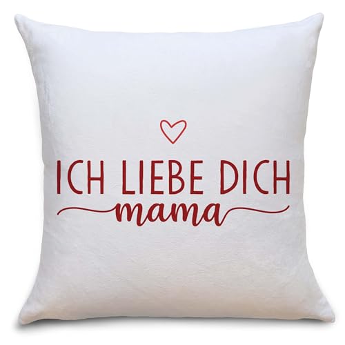 OWLBOOK® Muttertagsgeschenk Kissen Geschenke für Mama zum Muttertag | Geburtstagsgeschenk für Mama Geschenk Geburtstag Polster | Ich Liebe Dich Mama rot | Flauschig 40x40 von OWLBOOK