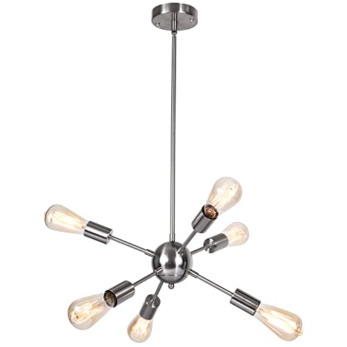 OYIPRO Sputnik Kronleuchter 6-Flammig Pendelleuchte Modern Pendellampe Messing Licht E27 Lampenfassung für Wohnzimmer, Schlafzimmer, Esszimmer, Flur, Restaurant von OYIPRO