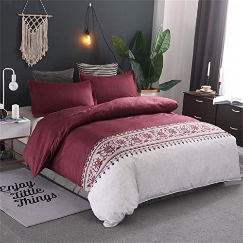 OaKita Bohemian Bettwäsche Grün Boho Indischen Mandala Bettbezug Set Super Soft Microfiber Bedding Sets mit Reißverschluss und Kissenbezug 50x65cm (Rot,220 x 240 cm) von OaKita