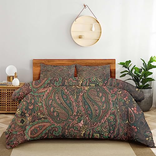 OaKita Bohemian Bettwäsche Set Ethnischen Stil Blumen Muster Bettbezug 100% Mikrofaser Warm Betten Set mit 2 Kissenbezug,mit Reißverschluss (Stil 06,220 x 240 cm) von OaKita