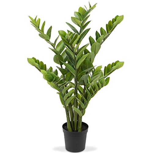 Kunstpflanzen Groß Kunstpflanze Zamioculcas 100cm, Kunstpflanzen Kroß im Topf Dekoration für Tischdekoration, Büro, Badezimmer, Schlafzimmer, Wohnzimmer, Dekoration, Einweihungsgeschenk von Oairse