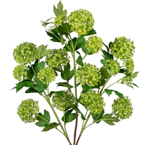 Oairse 3er-Set Kunstblumen Viburnum-Blume Kunstblumen Wie Echt Frühling Dekoblume für Hochzeitszimmer Home Decor Wohnzimmer Büro Hotel Küche Decor, Künstliche Zweige 77cm, Grün von Oairse