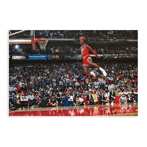 OakiTa Michael Jordan Dunk Basketballspieler HD-Poster auf Leinwand, Wandkunst, Dekor, Bild, Gemälde für Wohnzimmer, Schlafzimmer, Dekoration, ungerahmt, 40 x 60 cm von OakiTa