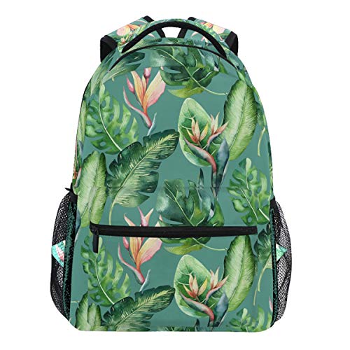 Oarencol Rucksack mit tropischen Palmenblättern, Aloha Dschungel-Blumen-Design, für Damen, Herren, Mädchen und Jungen von Oarencol